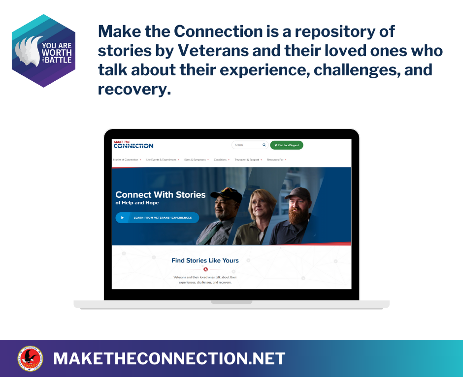 Make the Connection is a repository of stories by Veterans and their loved ones who talk about their experience, challenges, and recovery