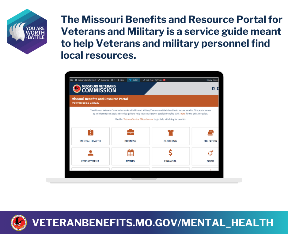 The Missouri Benefits and Resource Portal for Veterans and Military is a service guide meant to help Veterans and military personnel find local resources.